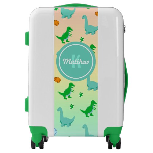 Colorful Dinosaur  Egg Pattern Kids Boys Monogram Luggage