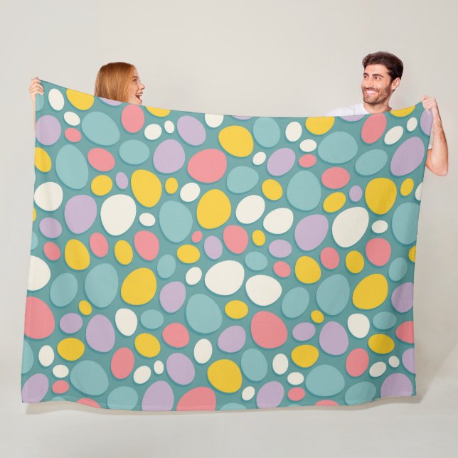 Colorful Dinosaur Eggs Fleece Blanket (In Situ)