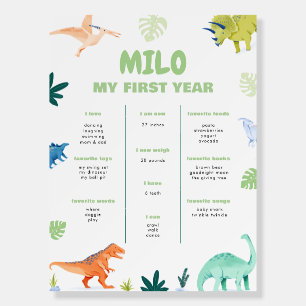 Colorful Dinosaur First Birthday Milestone Board