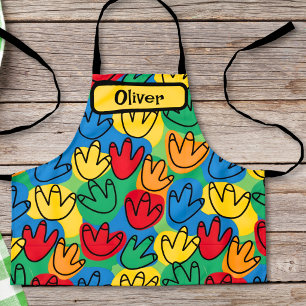 Colorful Dinosaur Footprints Apron