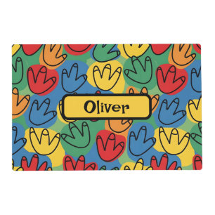 Colorful Dinosaur Footprints Placemat