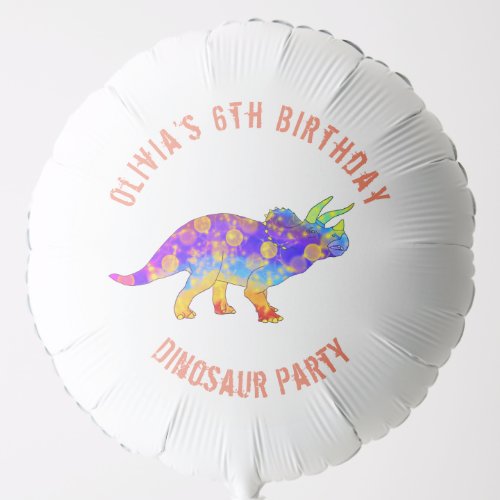 Colorful Dinosaur Girls Birthday Party Balloon