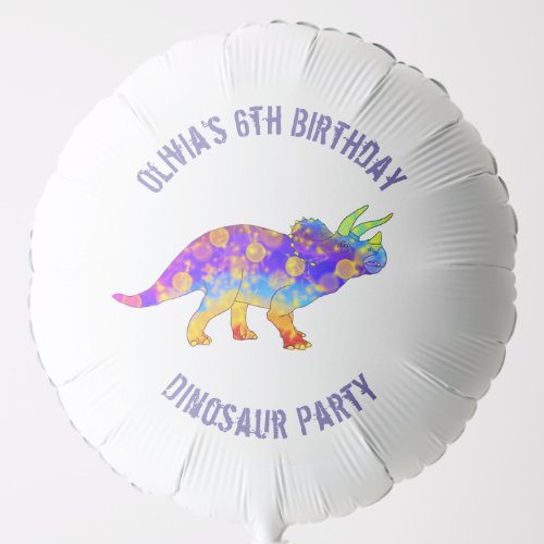 Colorful Dinosaur Girls Birthday Party Balloon