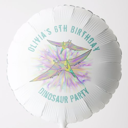 Colorful Dinosaur Girls Birthday Party Balloon