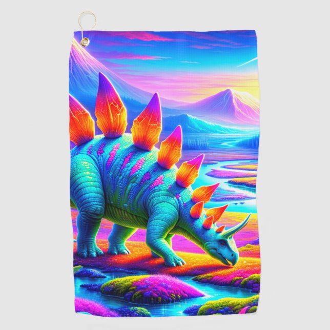 Colorful Dinosaur Golf Towel (Front)