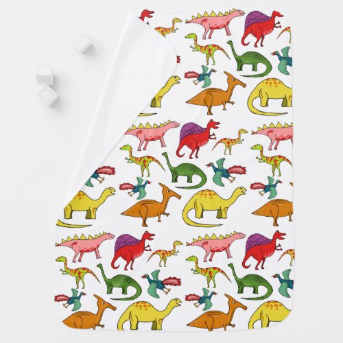 Colorful Dinosaur Illustrations Pattern Baby Blanket