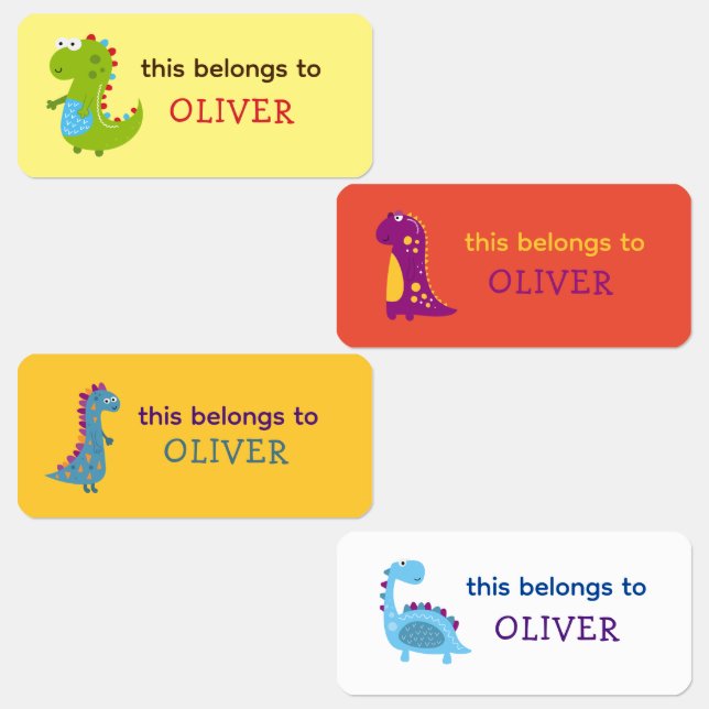 Colorful Dinosaur Kids Personalized  Kids' Labels (Group)
