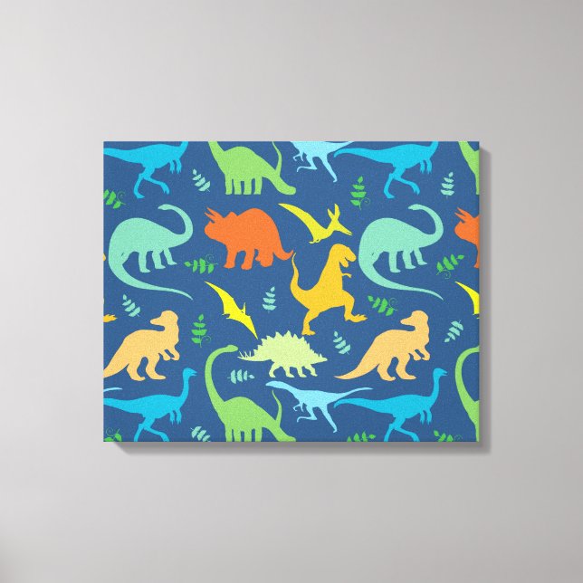 Colorful Dinosaur Pattern Canvas Print (Front)