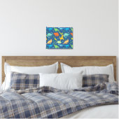 Colorful Dinosaur Pattern Canvas Print (Insitu(Bedroom))