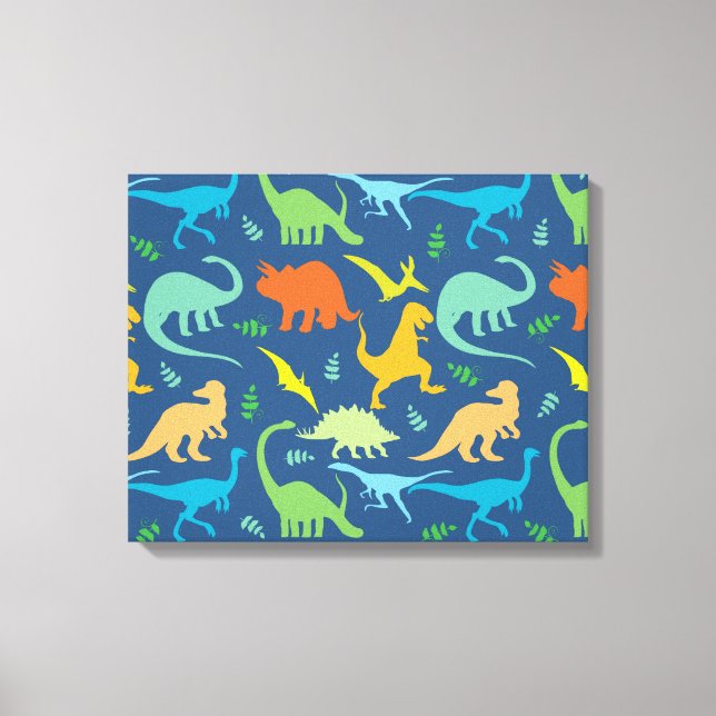 Colorful Dinosaur Pattern Canvas Print (Front)
