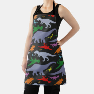 Colorful Dinosaur Pattern (Dark) Apron