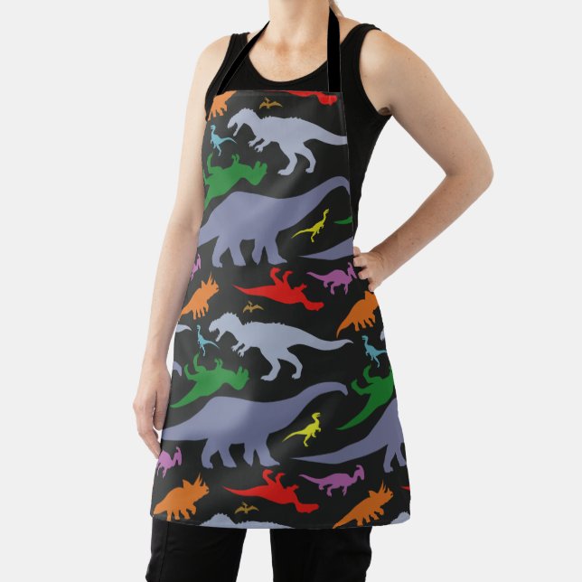 Colorful Dinosaur Pattern (Dark) Apron (Insitu)