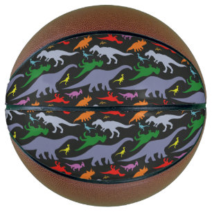 Colorful Dinosaur Pattern (Dark) Basketball