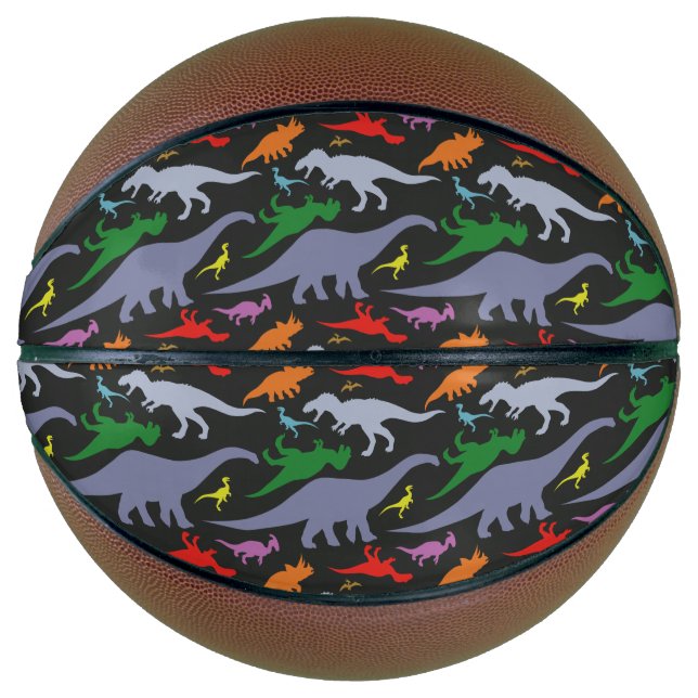 Colorful Dinosaur Pattern (Dark) Basketball (Front)