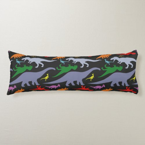 Colorful Dinosaur Pattern Dark Body Pillow