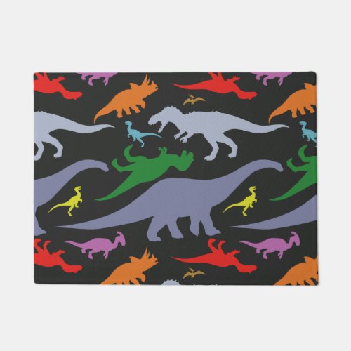Colorful Dinosaur Pattern Dark Doormat