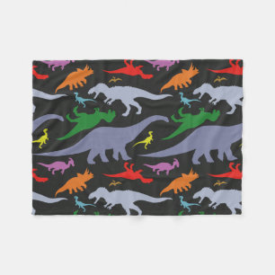 Colorful Dinosaur Pattern (Dark) Fleece Blanket