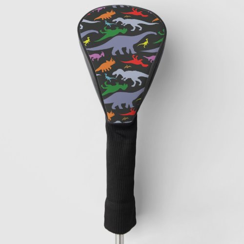 Colorful Dinosaur Pattern Dark Golf Head Cover