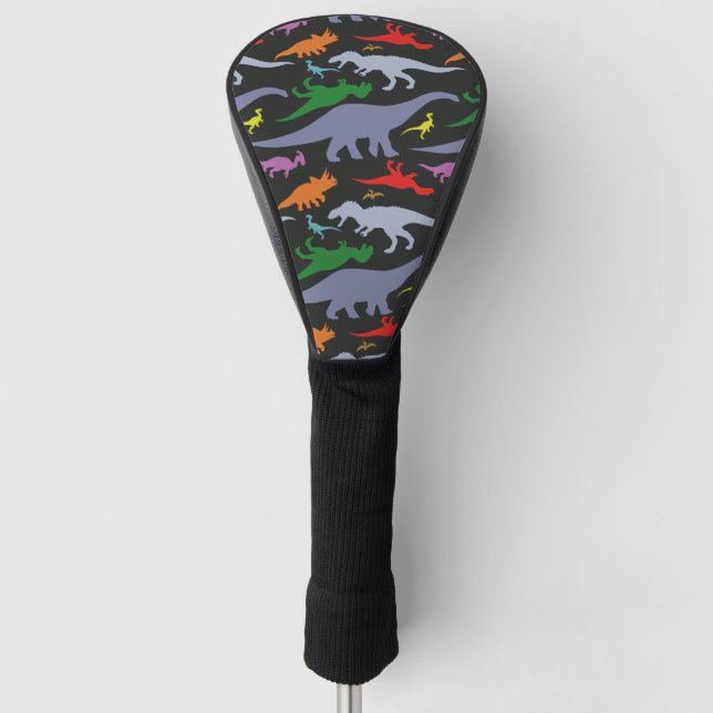 Colorful Dinosaur Pattern (Dark) Golf Head Cover (Front)