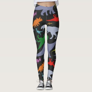 Colorful Dinosaur Pattern (Dark) Leggings