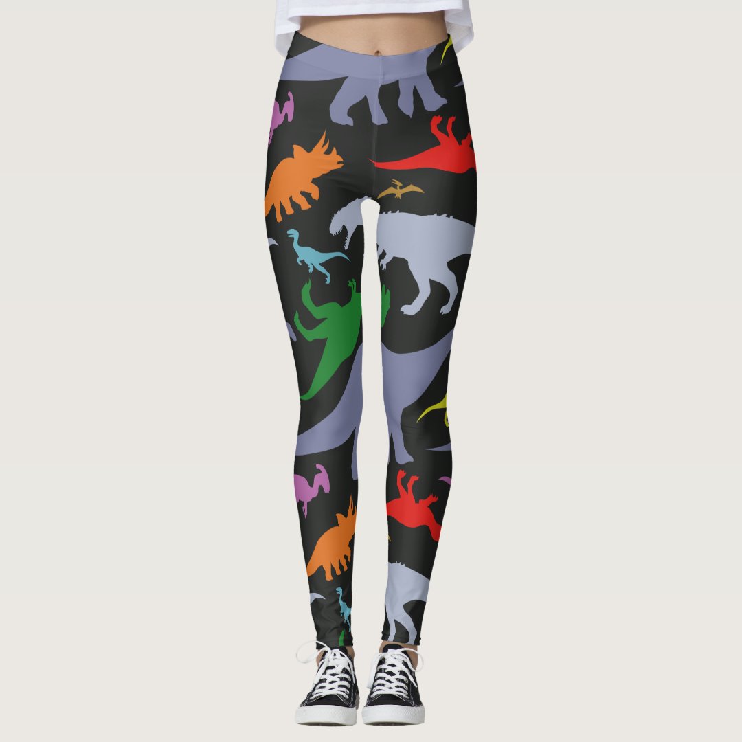 Crazy Purple Dinos - Women's Dinosaur Leggings