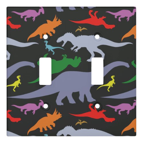 Colorful Dinosaur Pattern Dark Light Switch Cover
