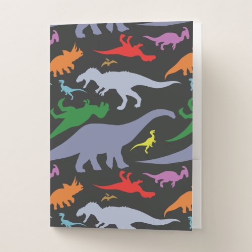 Colorful Dinosaur Pattern (Dark) Pocket Folder