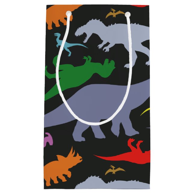Colorful Dinosaur Pattern (Dark) Small Gift Bag (Front)