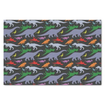 Colorful Dinosaur Pattern (dark) Tissue Paper by SakuraDragon at Zazzle