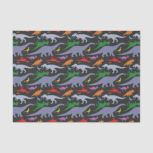 Colorful Dinosaur Pattern (Dark) Tissue Paper