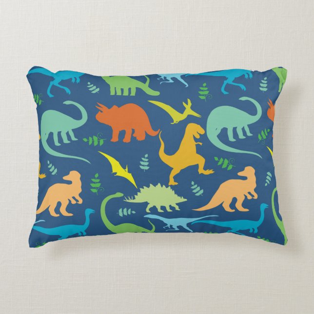 Colorful Dinosaur Pattern Decorative Pillow (Front)