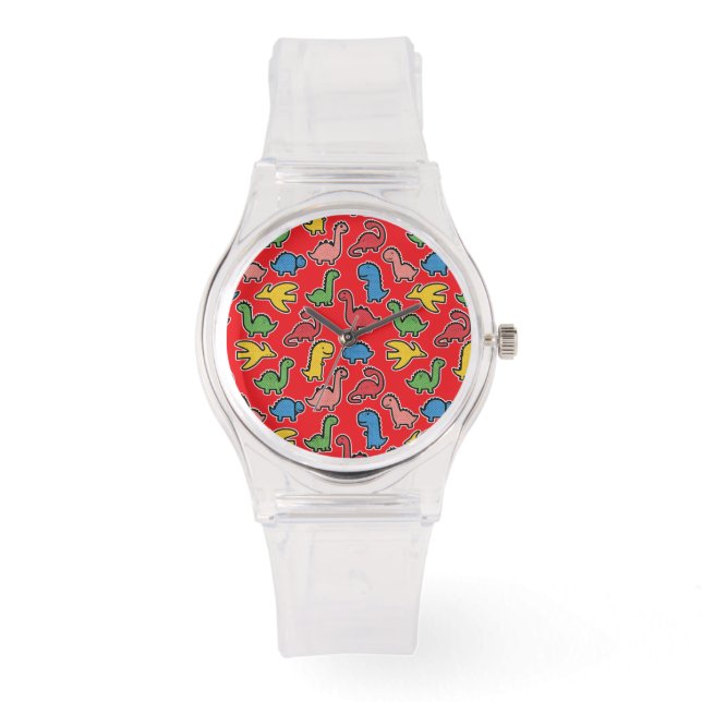 Colorful Dinosaur Pattern Kids Watch (Front)