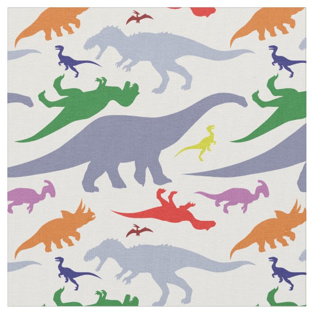 Colorful Dinosaur Pattern (Light) Fabric (Close Up)