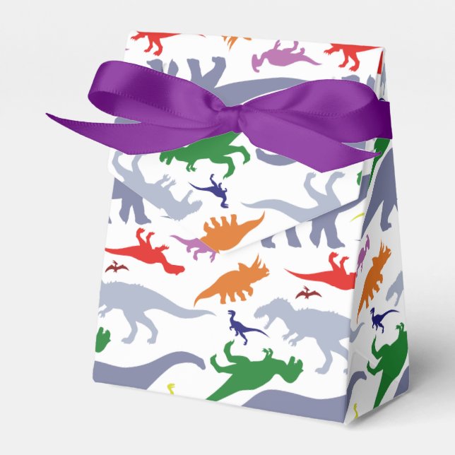 Colorful Dinosaur Pattern (Light) Favor Boxes (Front Side)