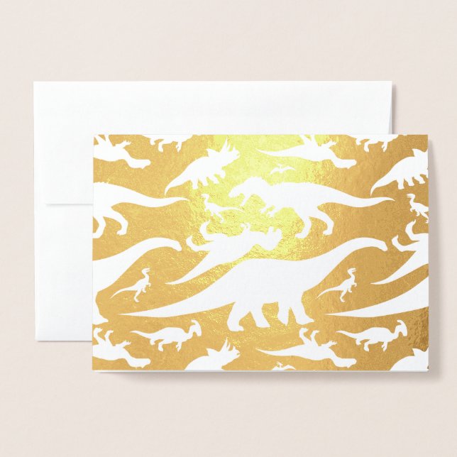 Colorful Dinosaur Pattern (Light) Foil Card (Front With Envelope)