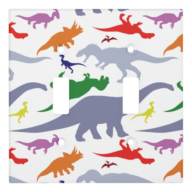 Colorful Dinosaur Pattern (Light) Light Switch Cover (Front)