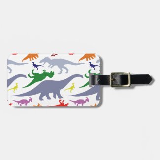 Colorful Dinosaur Pattern (Light) Luggage Tag