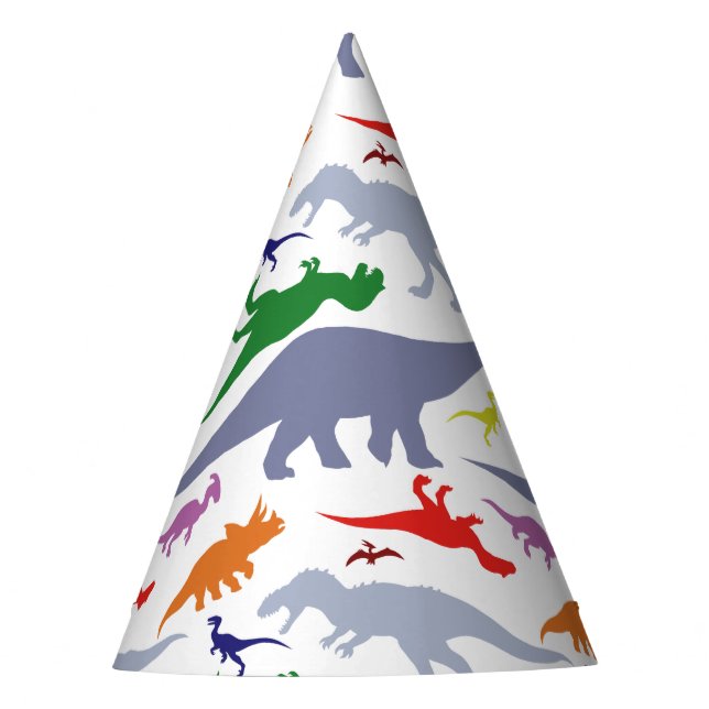 Colorful Dinosaur Pattern (Light) Party Hat (Front)