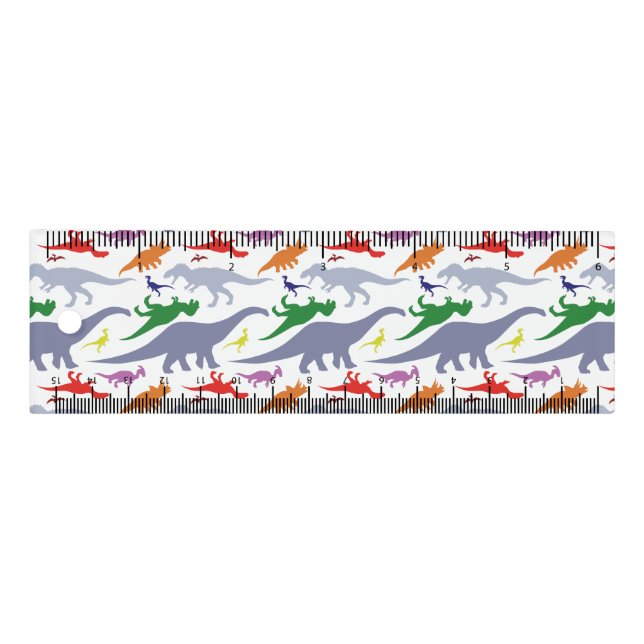 Colorful Dinosaur Pattern (Light) Ruler (Front)