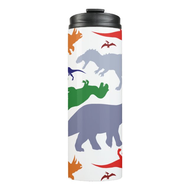 Colorful Dinosaur Pattern (Light) Thermal Tumbler (Front)