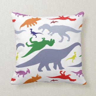 Colorful Dinosaur Pattern (Light) Throw Pillow
