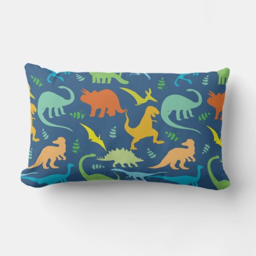 Colorful Dinosaur Pattern Lumbar Pillow