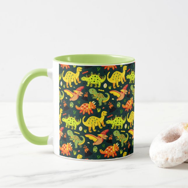 Colorful Dinosaur Pattern Mug (With Donut)