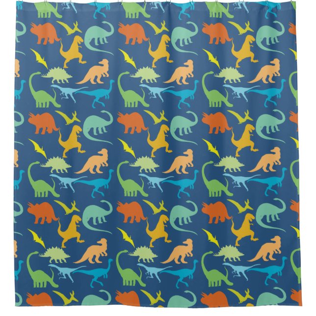 Colorful Dinosaur Pattern Shower Curtain (Front)