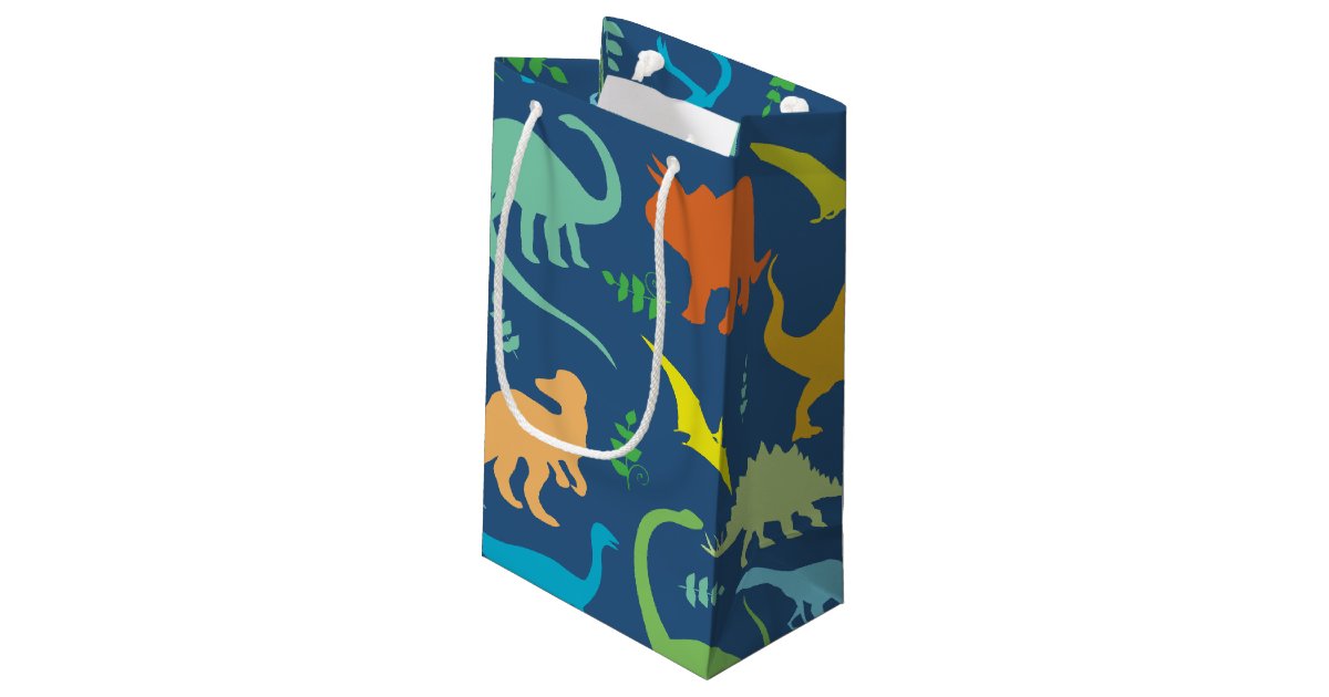 Colorful Dinosaur Pattern Small Gift Bag Zazzle