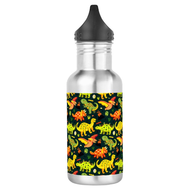 Colorful Dinosaur Pattern Stainless Steel Water Bottle (Left)