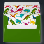 Colorful Dinosaur Pattern T-Rex Birthday Party Envelope<br><div class="desc">Does your little boy or girl love dinosaurs? This custom birthday party invitation envelope is perfect! There are dinosaur footprints. a green background,  and a fun colorful dino pattern. 

This bday invite makes a great personalized addition to your birthday celebration for a young fan of prehistoric dinos!</div>
