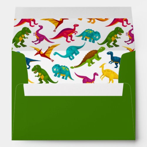 Colorful Dinosaur Pattern T_Rex Birthday Party Envelope