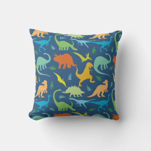 Colorful Dinosaur Pattern Throw Pillow