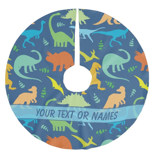 Colorful Dinosaur Pattern to Personalize Brushed Polyester Tree Skirt (Front)